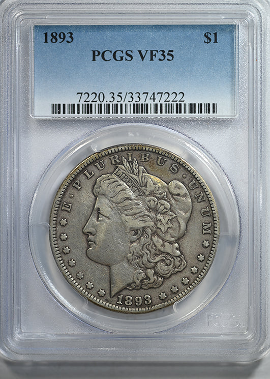 1893 Morgan Dollar $1 PCGS VF35 Obverse Slab