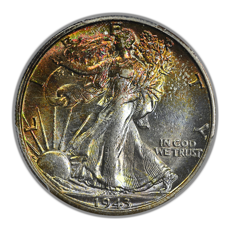 1943-D Walking Liberty Half Dollar 50C PCGS AU58 CAC - TONED!