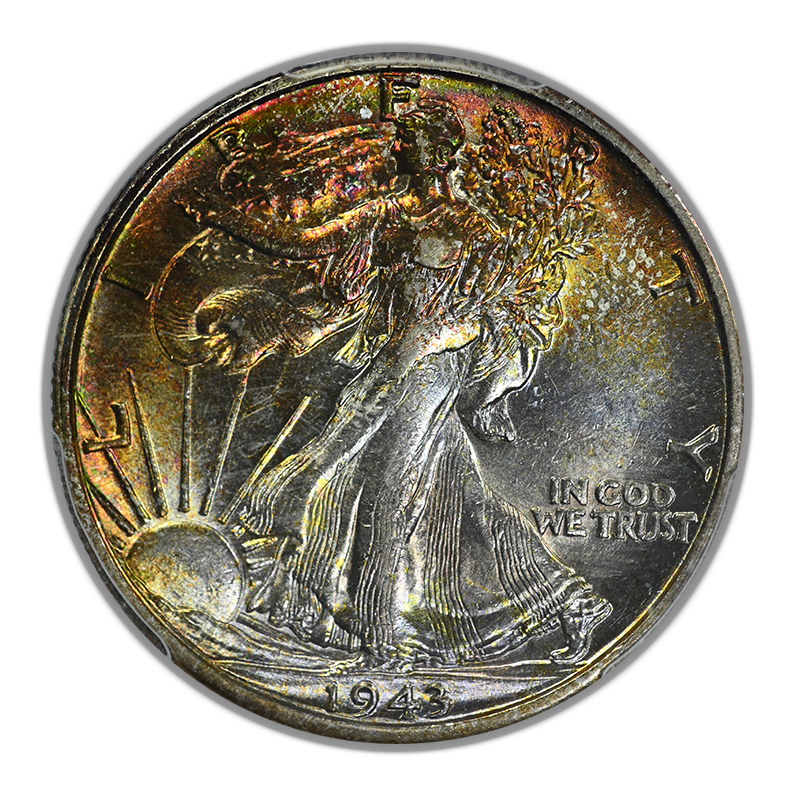 1943-D Walking Liberty Half Dollar 50C PCGS AU58 CAC - TONED!