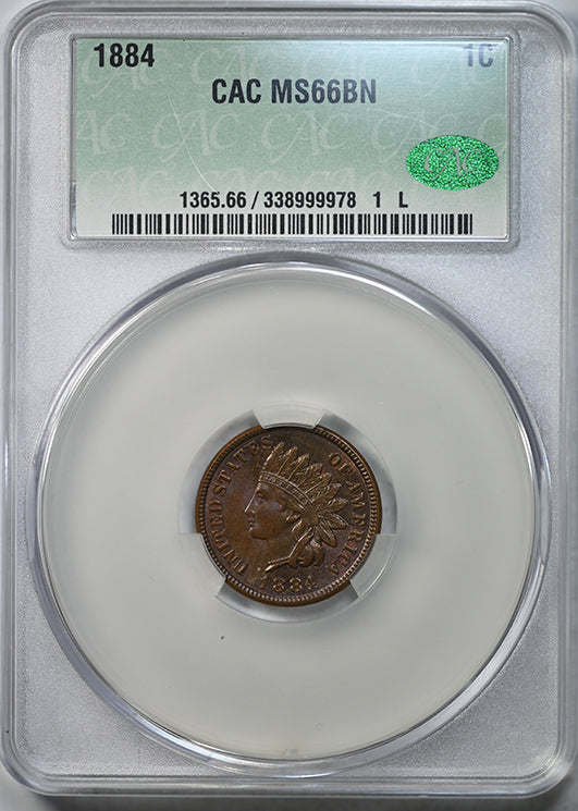1884 Indian Head Cent 1C CAC MS66BN Obverse Slab