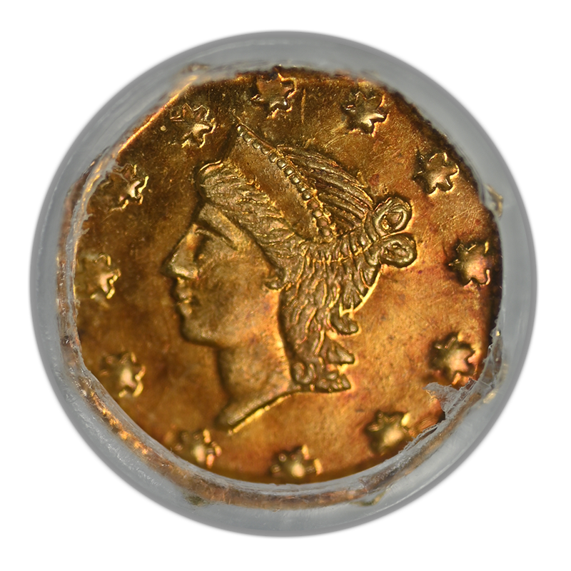 1856 Octagonal California Fractional Gold Liberty Head 1/4 Dollar G25C NGC MS64 BG-111 - TONED!
