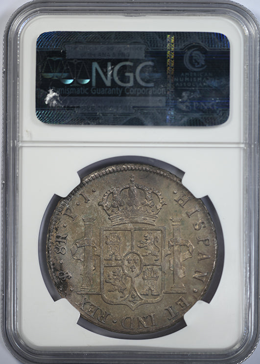 1808PTS PJ Bolivia 8R Reales Ferdinand VII NGC AU55 Reverse Slab