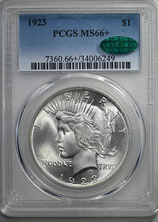 1923 Peace Dollar $1 PCGS MS66+ CAC