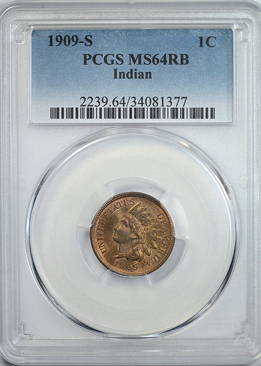 1909-S Indian Head Cent 1C PCGS MS64RB Obverse Slab
