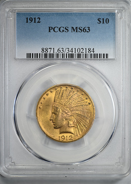 1912 Indian Head Gold Eagle $10 PCGS MS63