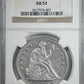 1869 Liberty Seated Dollar $1 NGC AU53
