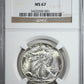 1945-D Walking Liberty Half Dollar 50C NGC MS67