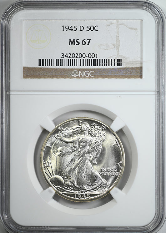 1945-D Walking Liberty Half Dollar 50C NGC MS67