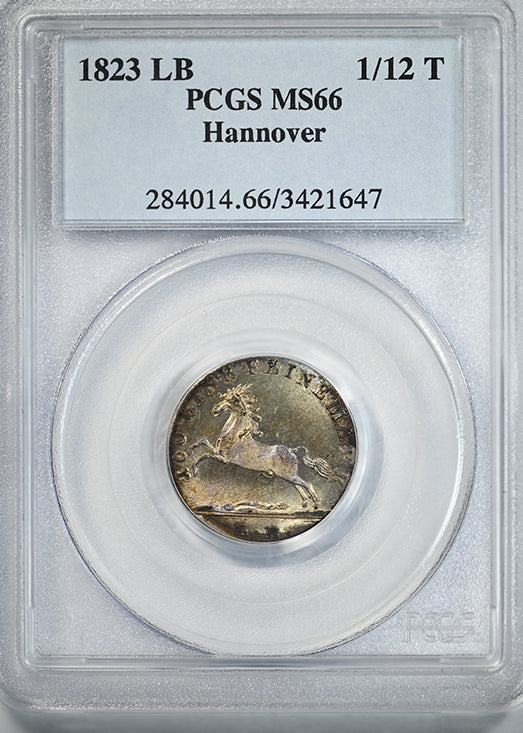 1823 LB German States Hannover 1/12T Thaler PCGS MS66