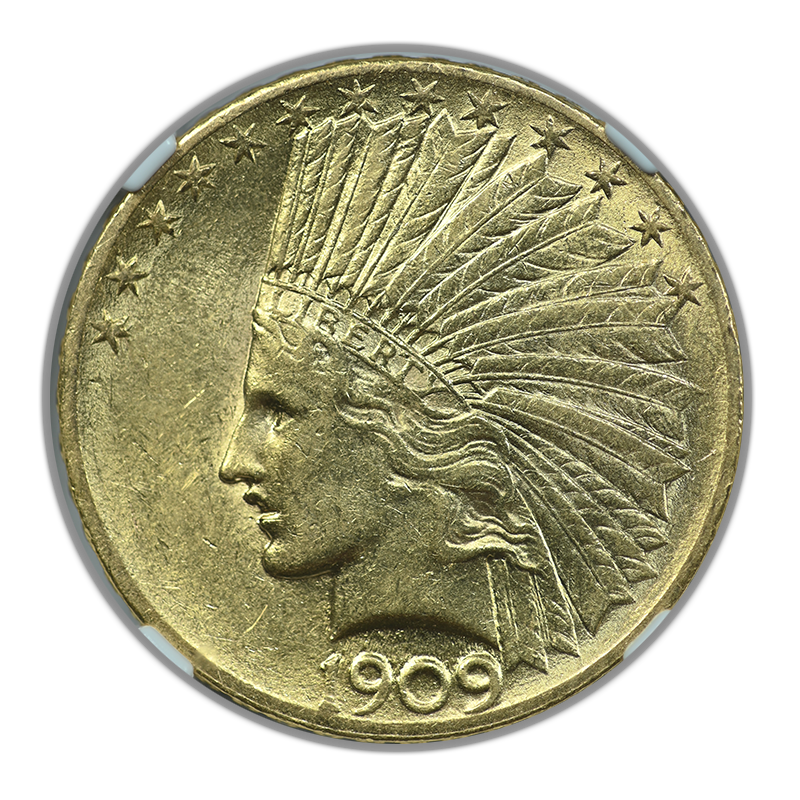 1909 Indian Head Gold Eagle $10 NGC AU58 Obverse