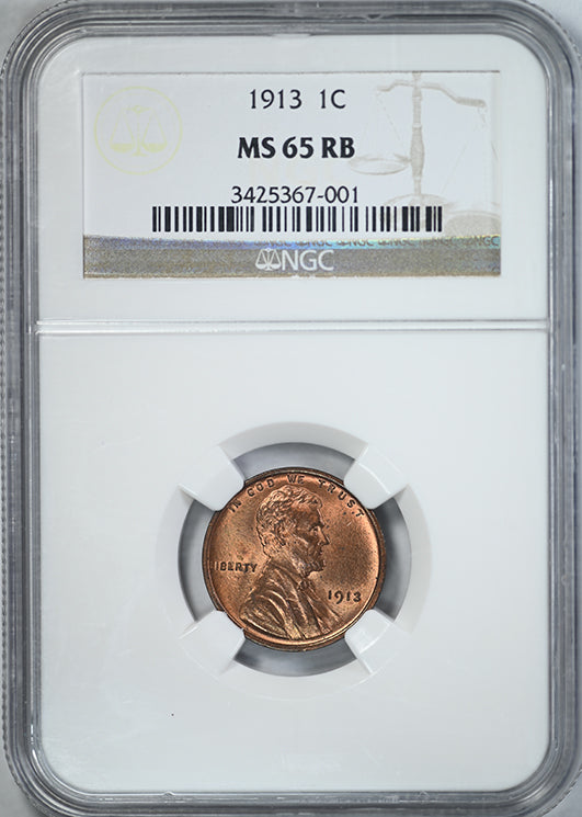 1913 Lincoln Wheat Cent 1C NGC MS65RB