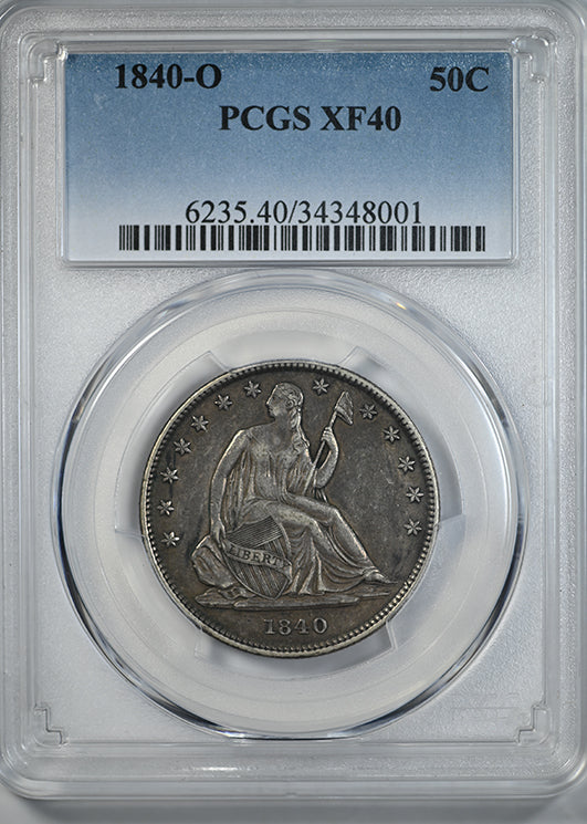 1840-O Liberty Seated Half Dollar 50C PCGS XF40 Obverse Slab