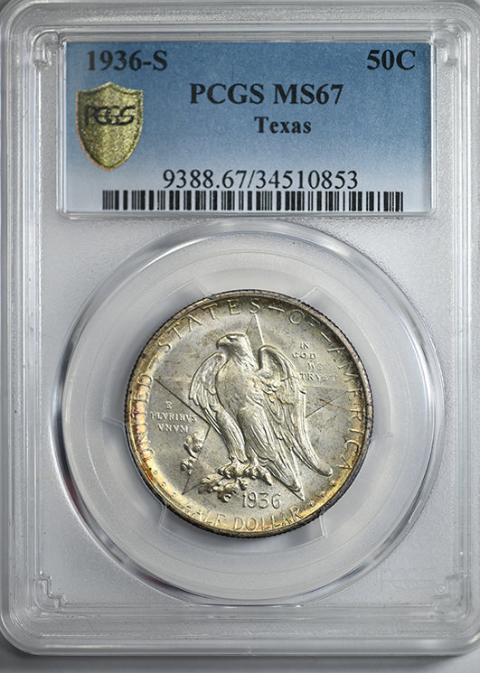 1936-S Texas Classic Commemorative Half Dollar 50C PCGS MS67