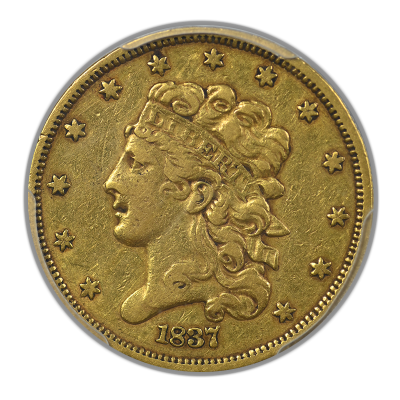 1837 Classic Head Gold Half Eagle $5 PCGS VF30