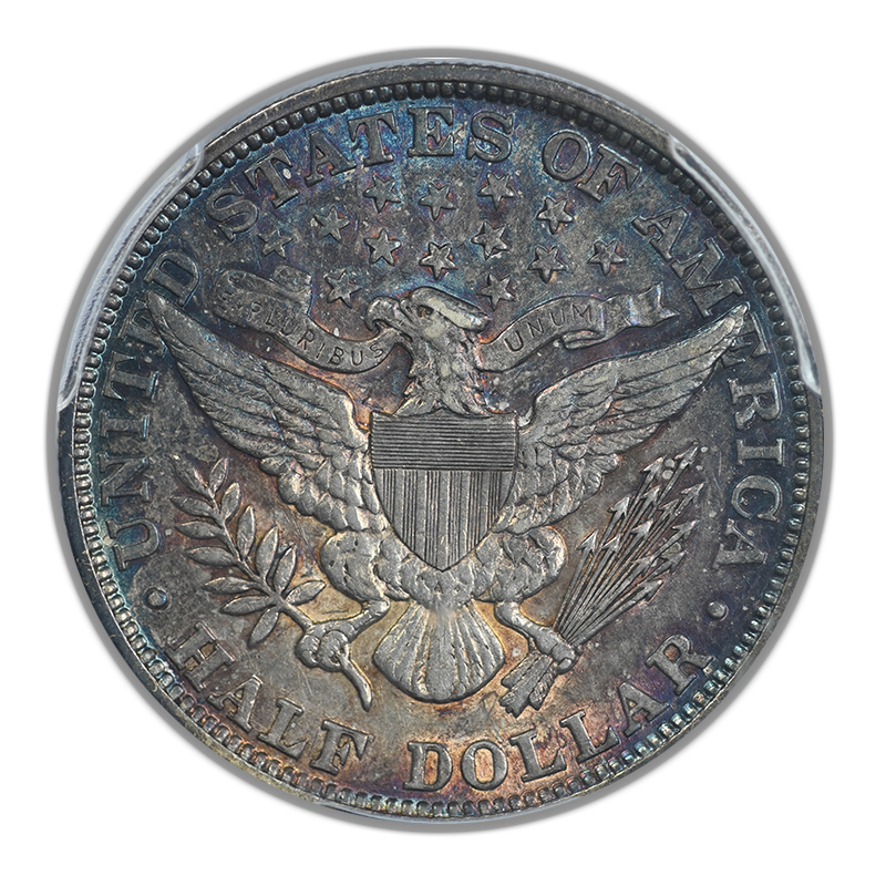 1892 Barber Half Dollar 50C PCGS AU55 - TONED! Reverse