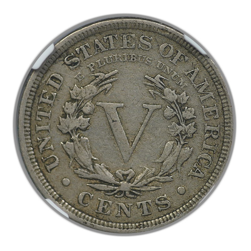 1886 Liberty V-Nickel 5C NGC VF30 Reverse
