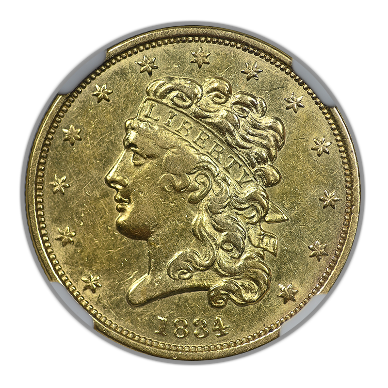 1834 Classic Head Gold Half Eagle $5 NGC AU55 - Plain 4