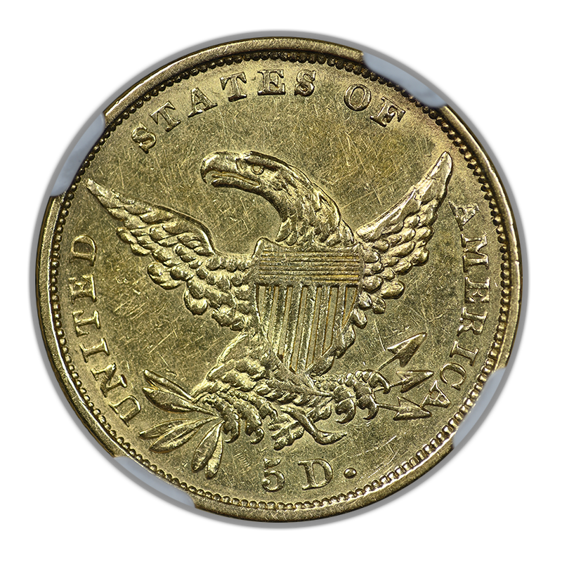 1834 Classic Head Gold Half Eagle $5 NGC AU55 - Plain 4