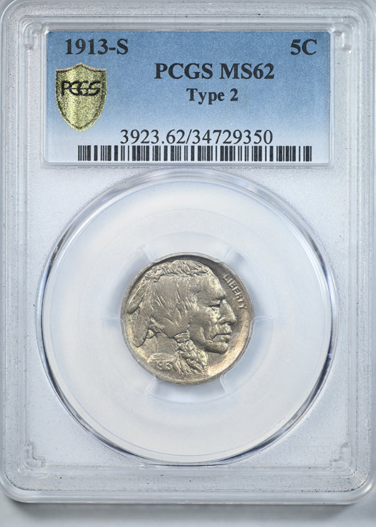 1913-S Type 2 Buffalo Nickel 5C PCGS MS62