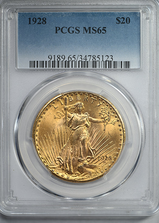 1928 Saint Gaudens Gold Double Eagle $20 PCGS MS65