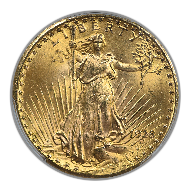 1928 Saint Gaudens Gold Double Eagle $20 PCGS MS65