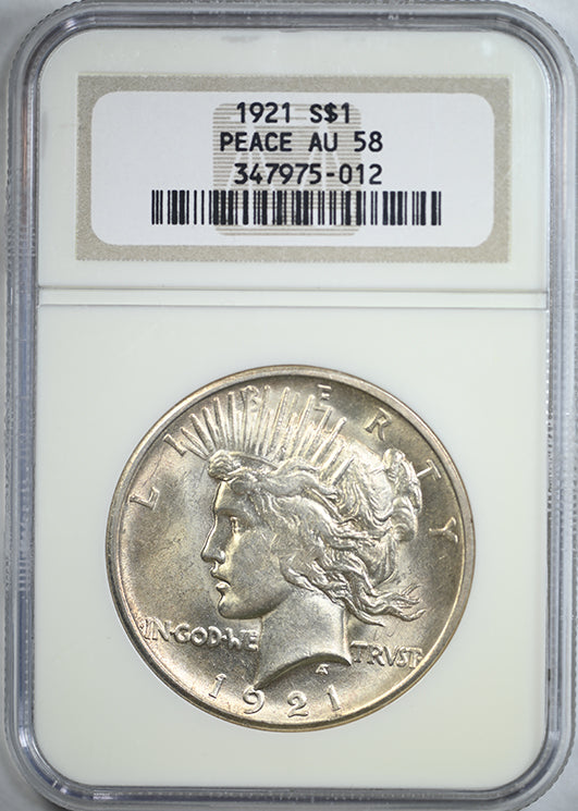 1921 Peace Dollar $1 NGC AU58
