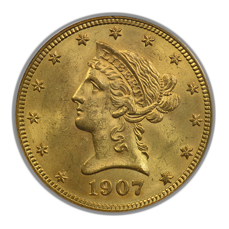 1907 Liberty Head Gold Eagle $10 PCGS MS63 CAC Obverse