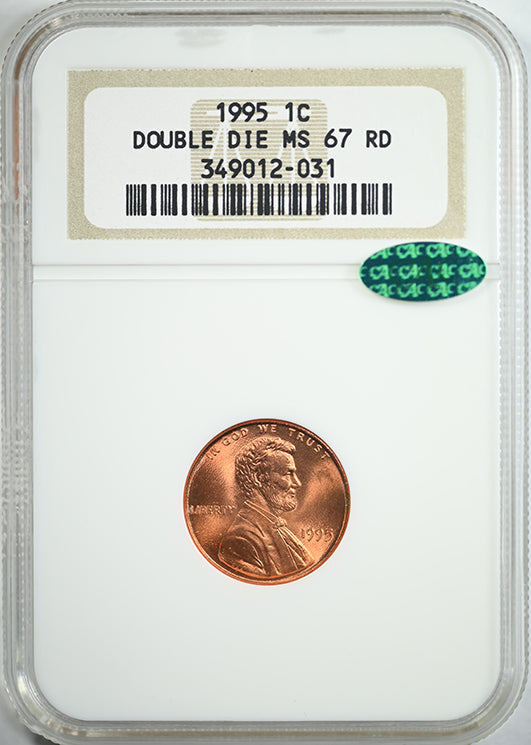 1995 Doubled Die Obverse Lincoln Memorial Cent 1C NGC MS67RD CAC DDO