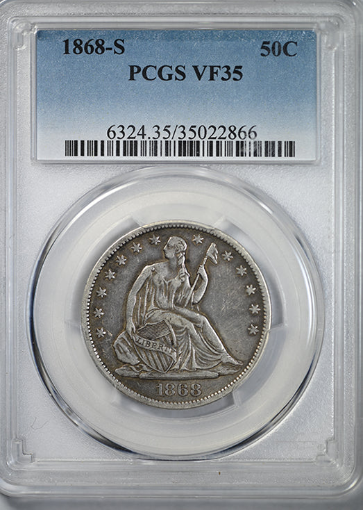 1868-S Liberty Seated Half Dollar 50C PCGS VF35