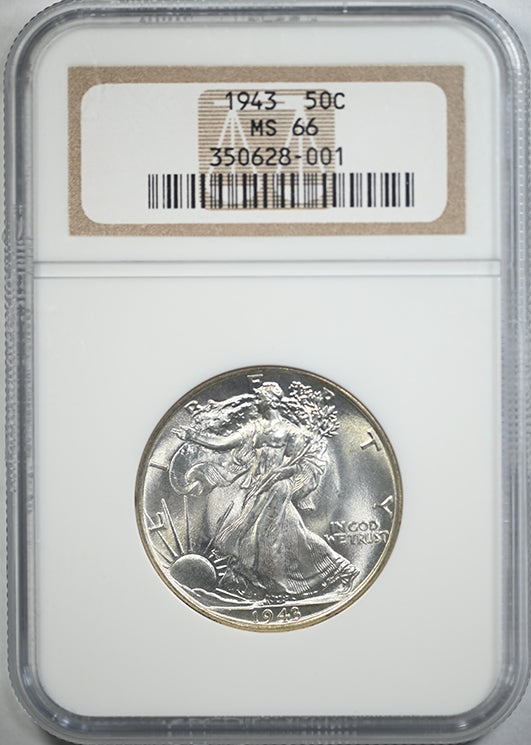 1943 Walking Liberty Half Dollar 50C NGC MS66