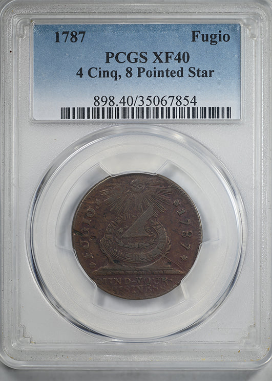 1787 Fugio Cent 1C 4 Cinq, 8 Pointed Star PCGS XF40
