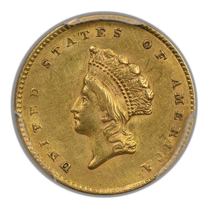 1855 Type 2 Indian Princess Head Gold Dollar G$1 PCGS AU58