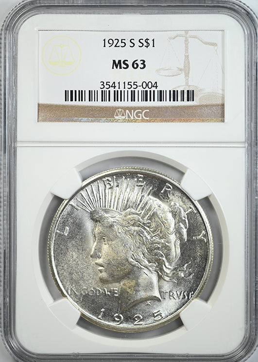 1925-S Peace Dollar $1 NGC MS63