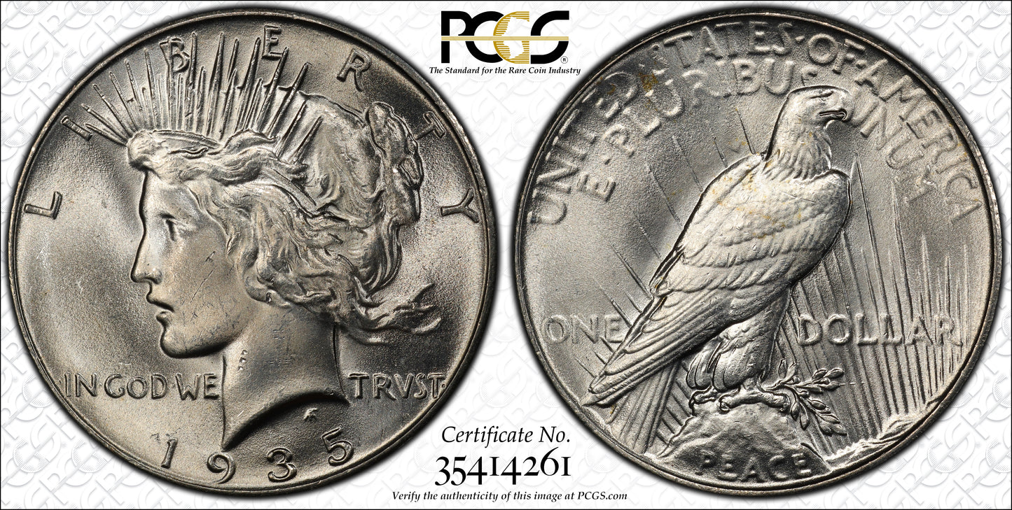 1935 Peace Dollar $1 PCGS MS65+ Trueview