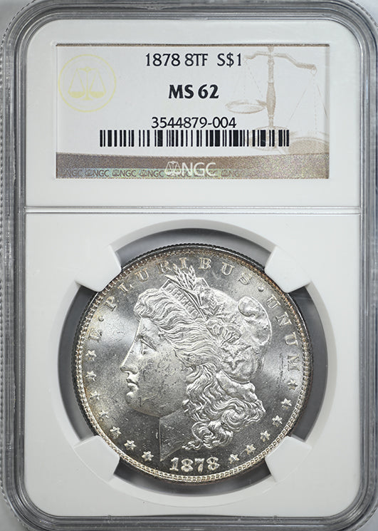 1878 8TF Morgan Dollar $1 NGC MS62