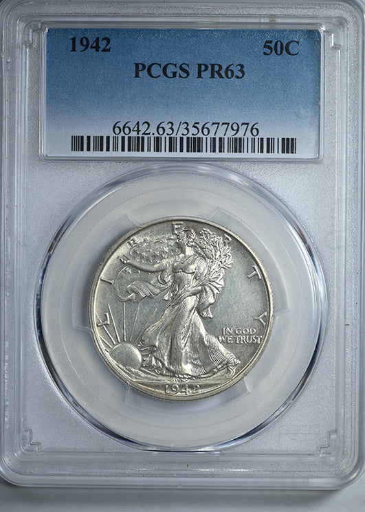 1942 Proof Walking Liberty Half Dollar 50C PCGS PR63