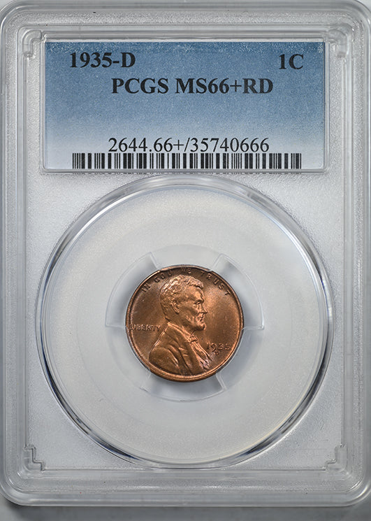 1935-D Lincoln Wheat Cent 1C PCGS MS66+RD Obverse Slab