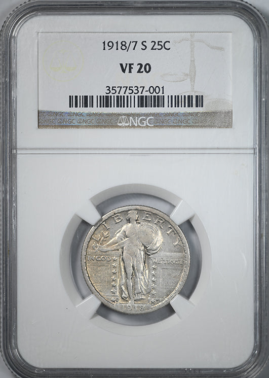 1918/7-S Standing Liberty Quarter 25C NGC VF20