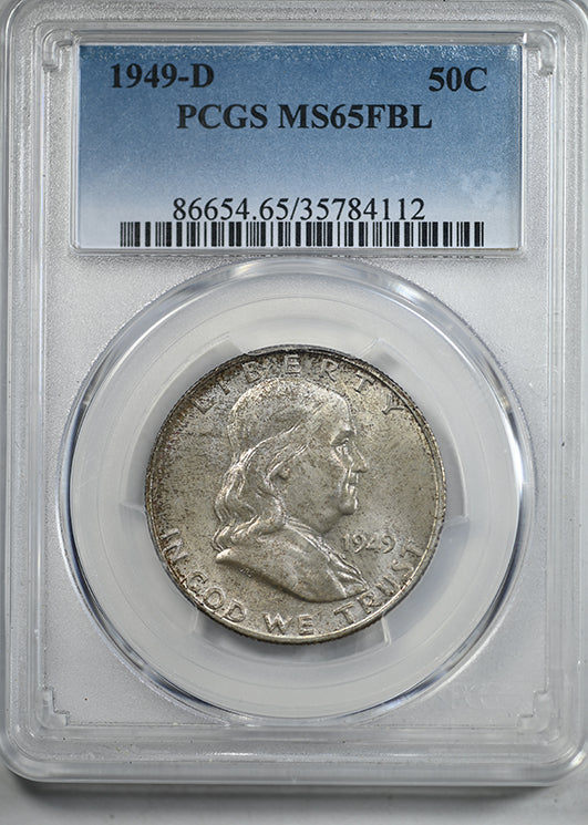 1949-D Franklin Half Dollar 50C PCGS MS65FBL - REVERSE TONED!