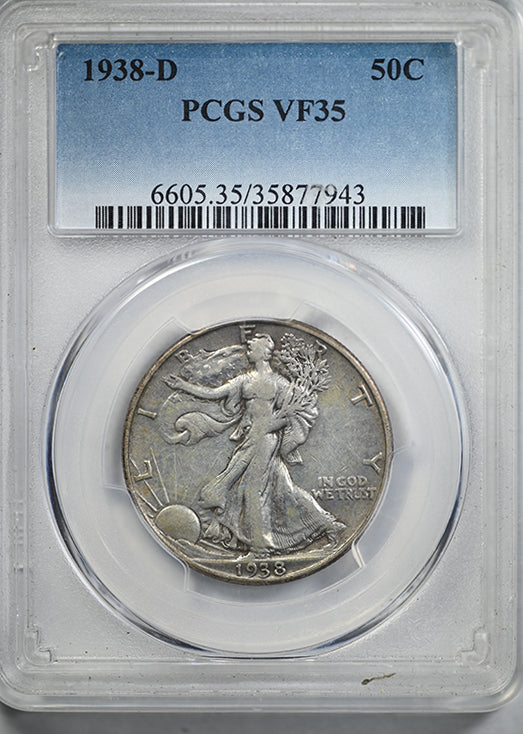 1938-D Walking Liberty Half Dollar 50C PCGS VF35