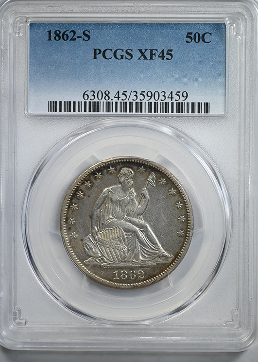 1862-S Liberty Seated Half Dollar 50C PCGS XF45