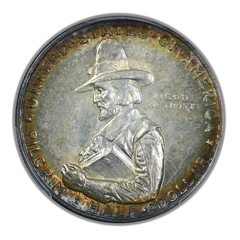 1920 Pilgrim Classic Commemorative Half Dollar 50C PCGS MS64 - TONED!