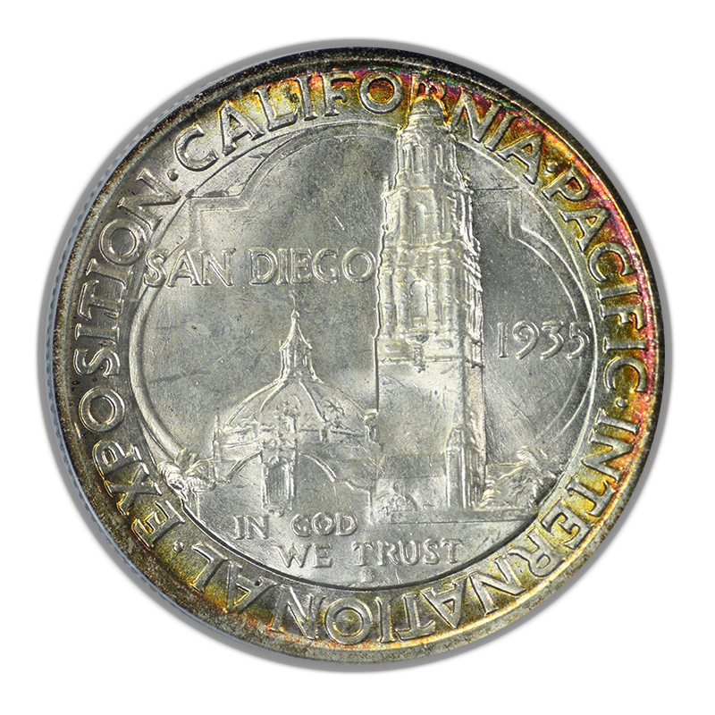 1935-S San Diego Classic Commemorative Half Dollar 50C PCGS MS65 CAC - TONED!