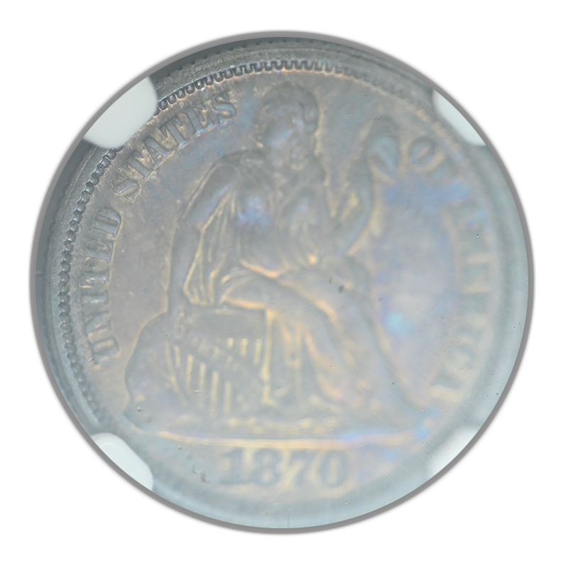 1870 Proof Liberty Seated Dime 10C NGC PF64 - TONED!