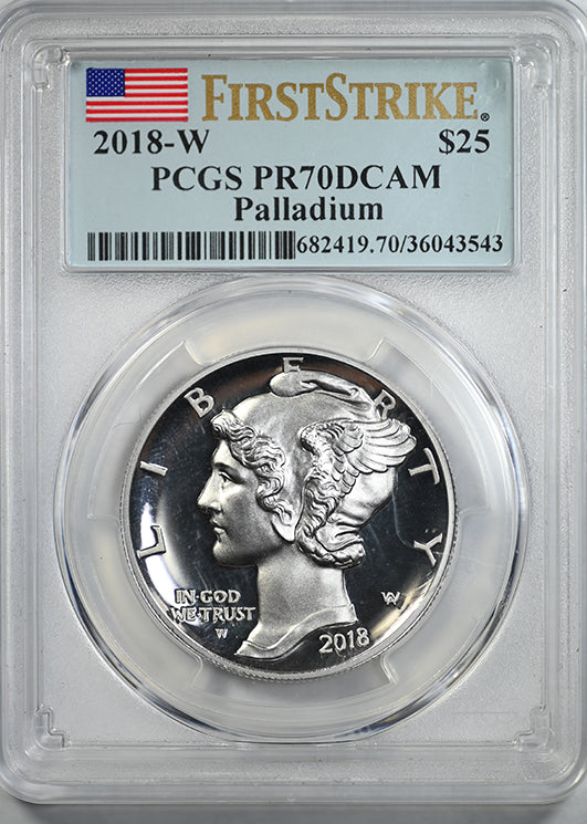 2018-W Proof American Palladium Eagle $25 PCGS PR70DCAM Deep Cameo