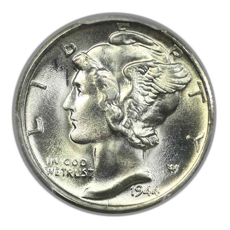 1944-S Mercury Dime 10C PCGS MS67+FB CAC - Full Bands Obverse