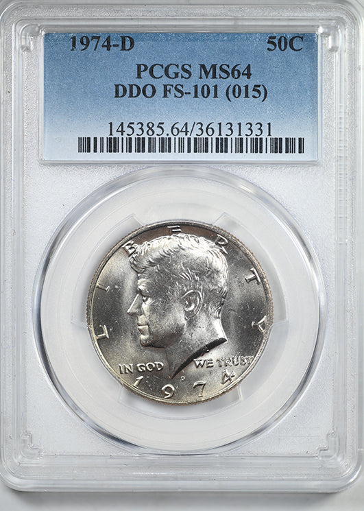 1974-D Doubled Die Obverse Kennedy Half Dollar 50C PCGS MS64 DDO FS-101 (015)