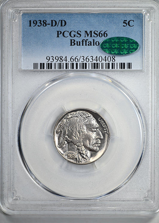 1938-D/D Buffalo Nickel 5C PCGS MS66 CAC