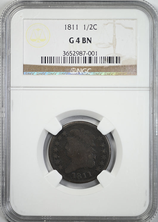 1811 Classic Head Half Cent 1/2C NGC G4BN Obverse Slab