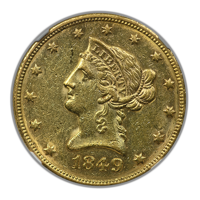 1849 1/1 Liberty Head Gold Eagle $10 NGC AU55 - VP-003 Obverse